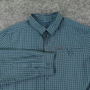 Columbia Shirt Mens Extra Large Blue Plaid Button Up Long Sleeve Lightweight‎